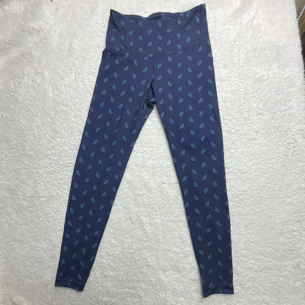 Old Navy Go-Dry Blue Paisley Ankle Leggings Women's M 27" Inseam Stretch
